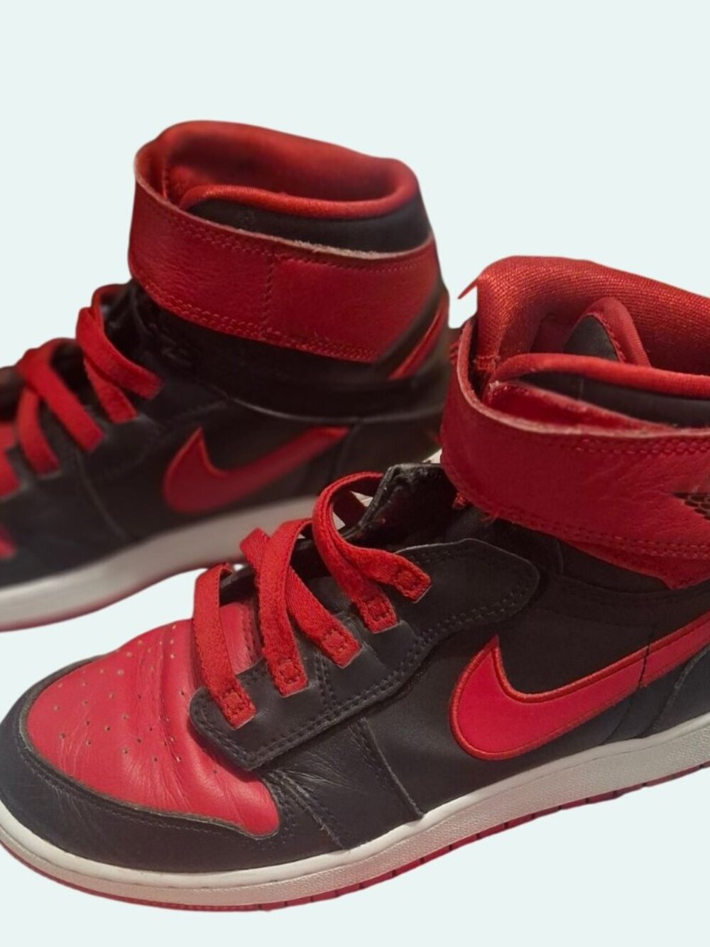 Nike Air Jordan 1 Mid Bred Sneakers Red & Black Leather Size 6Y No Box*sh3